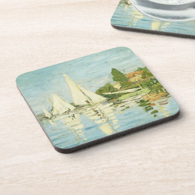 Claude Monet. Regattas at Argenteuil Beverage Coaster (Left Side)