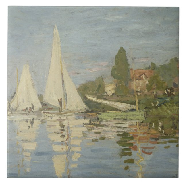 Claude Monet - Regattas at Argenteuil Ceramic Tile (Front)
