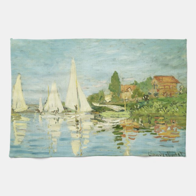 Claude Monet. Regattas at Argenteuil     Kitchen Towel (Horizontal)