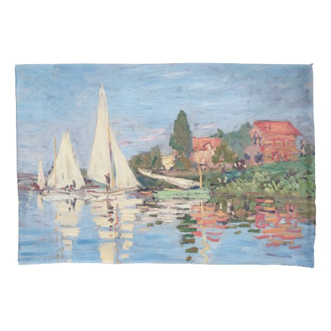Claude Monet - Regattas at Argenteuil Pillow Case (Front)