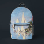 Claude Monet - Regattas at Argenteuil Printed Backpack<br><div class="desc">Regattas at Argenteuil,  Regates a Argenteuil. By Claude Monet in 1872.</div>