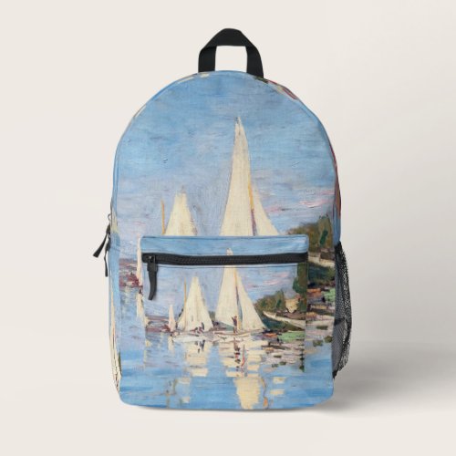 Claude Monet - Regattas at Argenteuil Printed Backpack