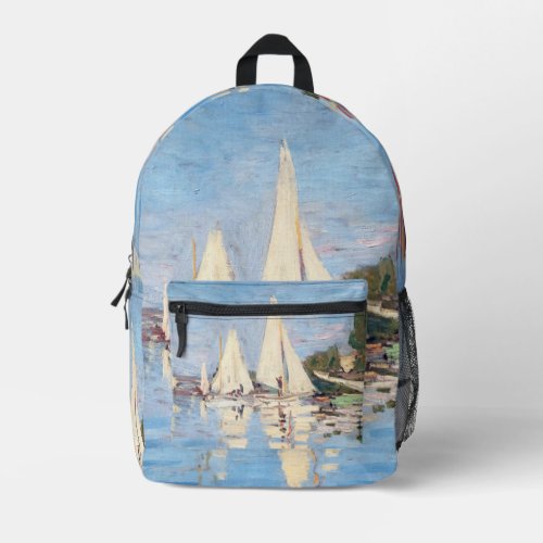 Claude Monet _ Regattas at Argenteuil Printed Backpack