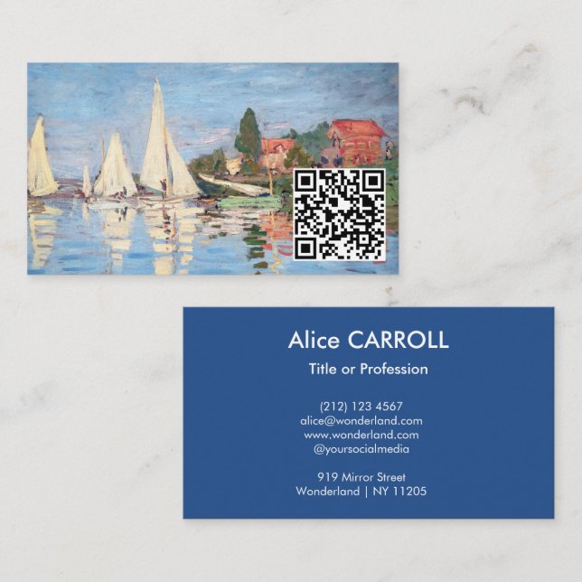 Claude Monet - Regattas at Argenteuil - QR Code Business Card (Front/Back)