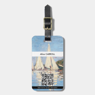 Claude Monet - Regattas at Argenteuil - QR Code Luggage Tag