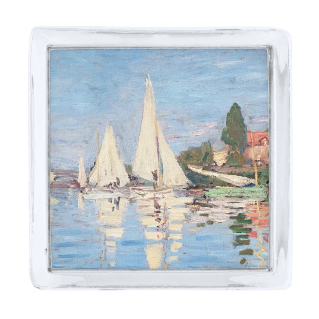 Claude Monet - Regattas at Argenteuil Silver Finish Lapel Pin (Front)