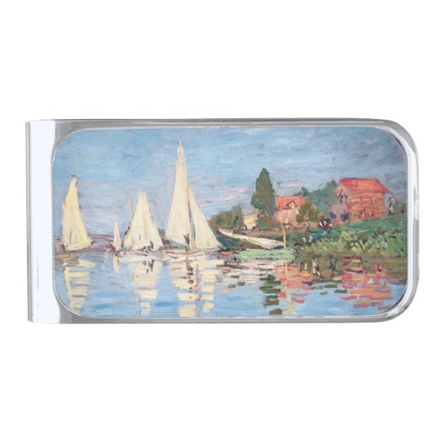 Claude Monet - Regattas at Argenteuil Silver Finish Money Clip (Front)