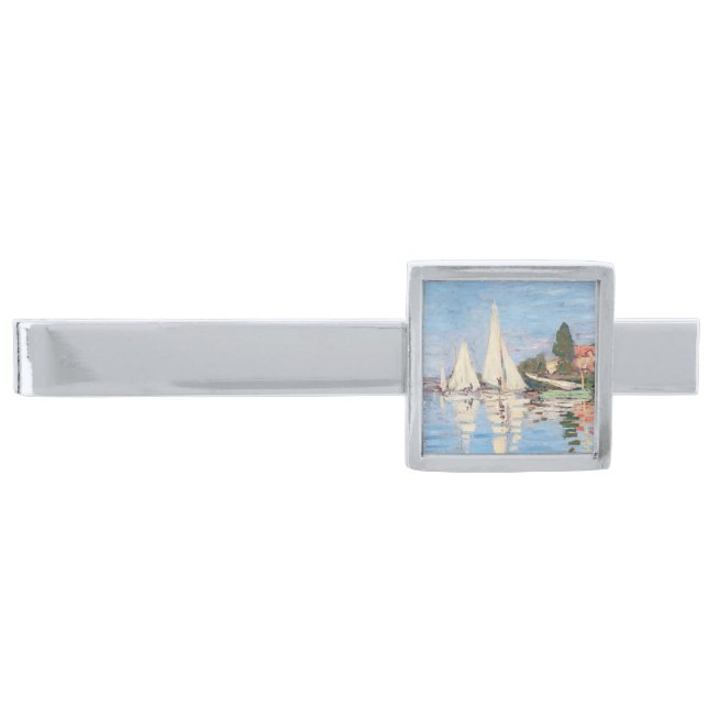 Claude Monet - Regattas at Argenteuil Silver Finish Tie Bar (Front)
