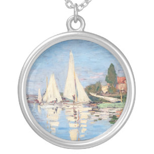 Claude Monet - Regattas at Argenteuil Silver Plated Necklace