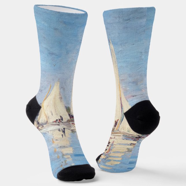 Claude Monet - Regattas at Argenteuil Socks (Angled)
