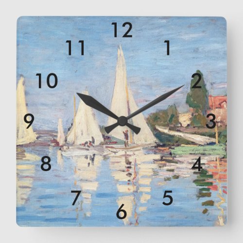 Claude Monet _ Regattas at Argenteuil Square Wall Clock