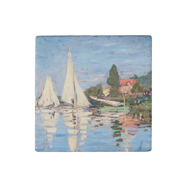 Claude Monet - Regattas at Argenteuil Stone Magnet (Front)