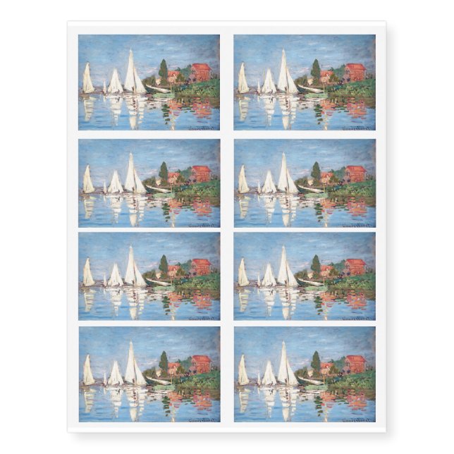 Claude Monet - Regattas at Argenteuil Temporary Tattoos (Front)