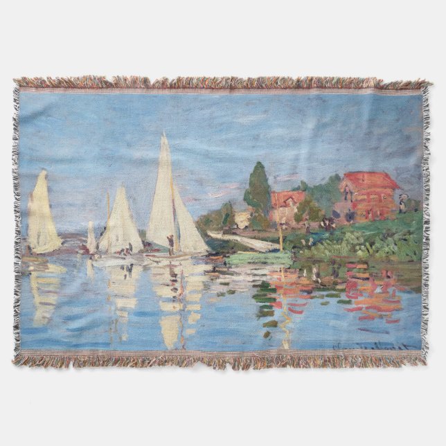 Claude Monet - Regattas at Argenteuil Throw Blanket (Front)