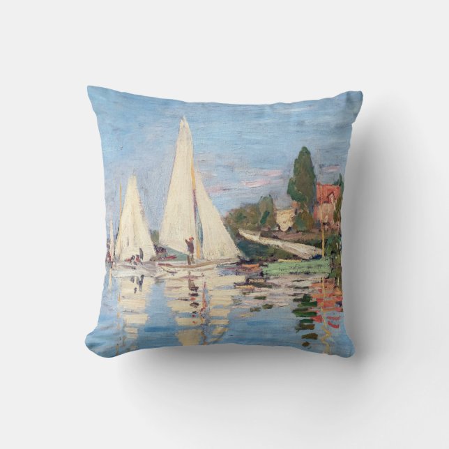 Claude Monet - Regattas at Argenteuil Throw Pillow (Front)