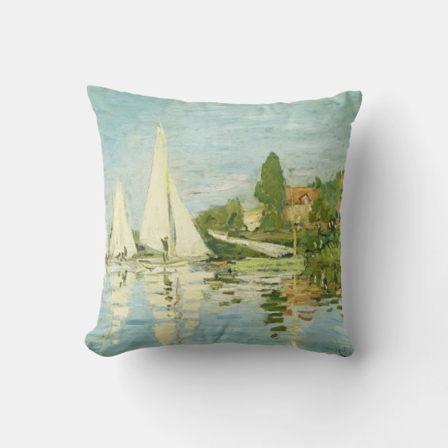 Claude Monet. Regattas at Argenteuil  Throw Pillow (Front)