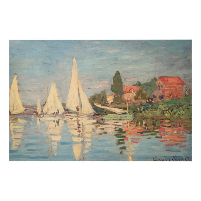 Claude Monet - Regattas at Argenteuil Wood Wall Art (Front)