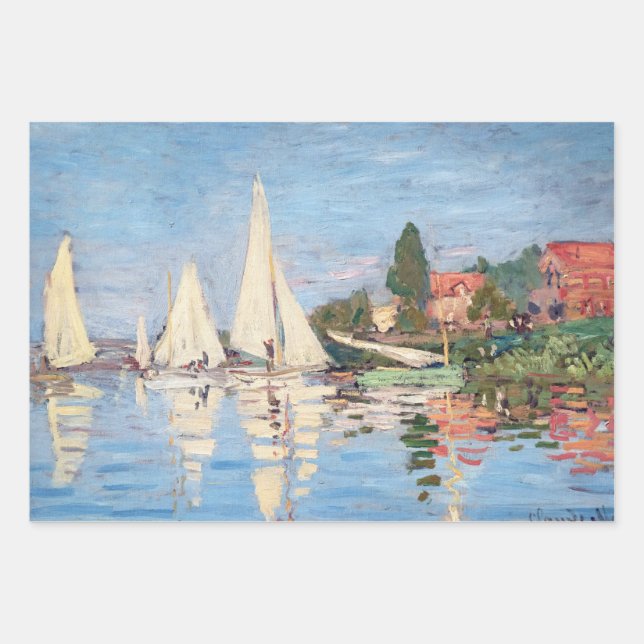 Claude Monet - Regattas at Argenteuil Wrapping Paper Sheets (Front)