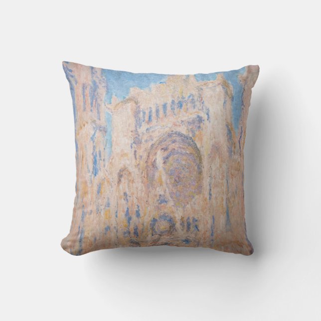 Claude Monet - Rouen Cathedral at sunset Throw Pillow (Front)