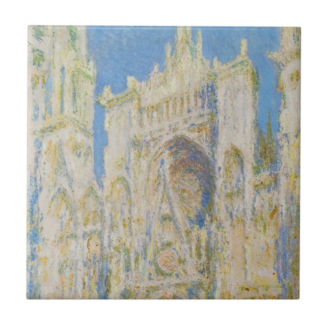 Claude Monet Rouen Cathedral Portal Morning Light Ceramic Tile (Front)