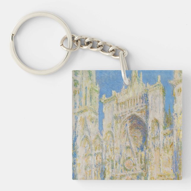 Claude Monet Rouen Cathedral Portal Morning Light Keychain (Front)