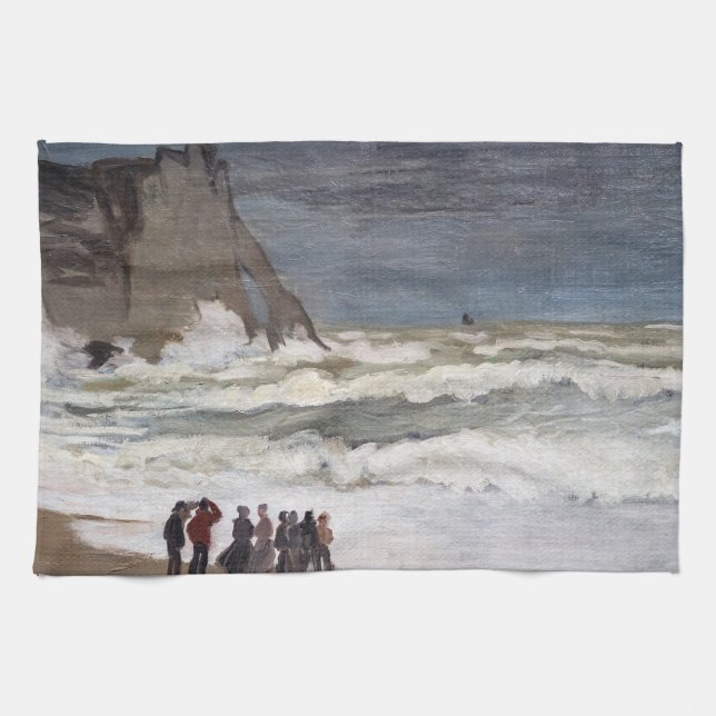 Claude Monet - Rough Sea at Etretat Kitchen Towel (Horizontal)