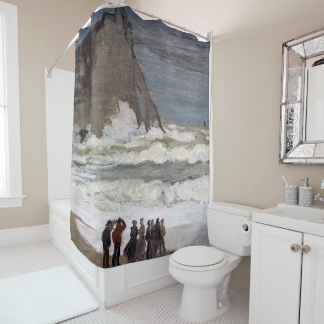 Claude Monet - Rough Sea at Etretat Shower Curtain (In Situ)