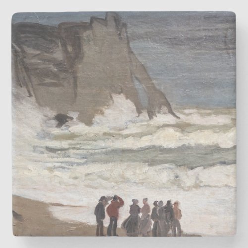 Claude Monet _ Rough Sea at Etretat Stone Coaster