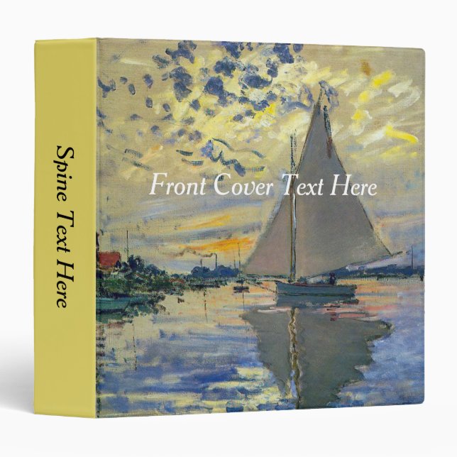 Claude Monet - Sailboat at Le Petit-Gennevilliers 3 Ring Binder (Front/Spine)