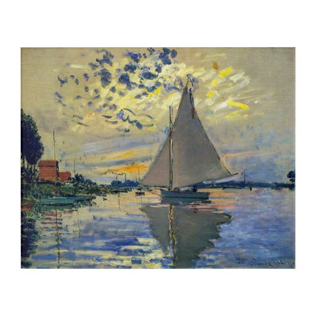 Claude Monet - Sailboat at Le Petit-Gennevilliers Acrylic Print (Front)