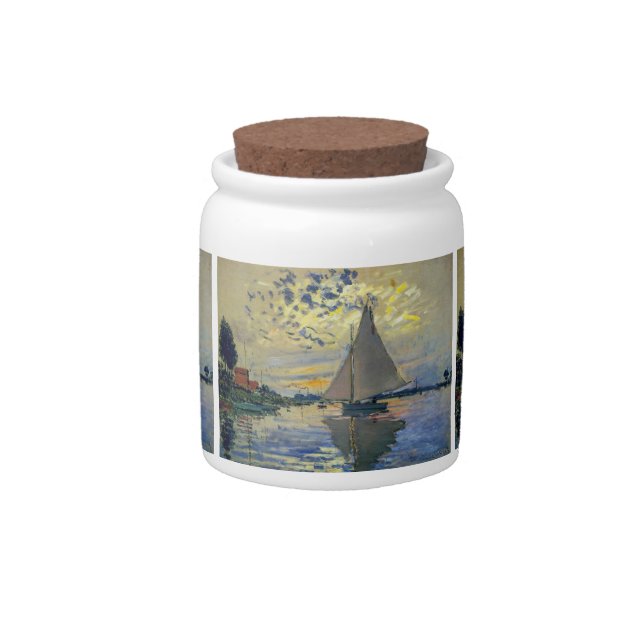 Claude Monet - Sailboat at Le Petit-Gennevilliers Candy Jar (Front)