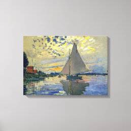 Claude Monet - Sailboat at Le Petit-Gennevilliers Canvas Print