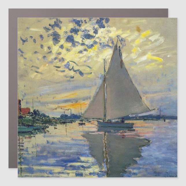 Claude Monet - Sailboat at Le Petit-Gennevilliers Car Magnet (Front)