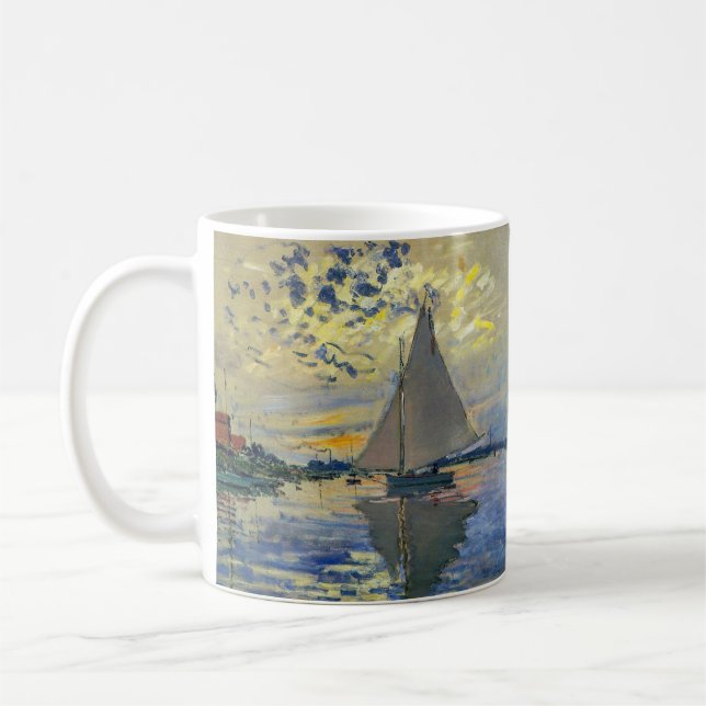 Claude Monet - Sailboat at Le Petit-Gennevilliers Coffee Mug (Left)