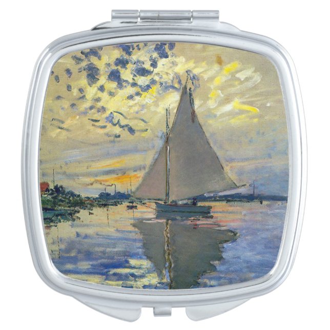 Claude Monet - Sailboat at Le Petit-Gennevilliers Compact Mirror (Front)