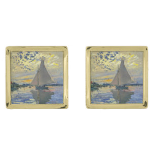 Claude Monet - Sailboat at Le Petit-Gennevilliers Cufflinks