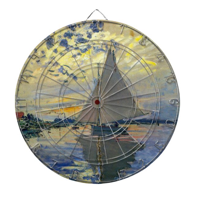 Claude Monet - Sailboat at Le Petit-Gennevilliers Dart Board (Front)