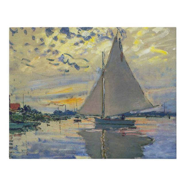 Claude Monet - Sailboat at Le Petit-Gennevilliers Faux Canvas Print (Front)