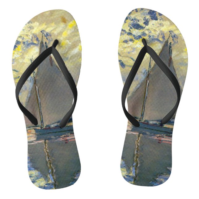 Claude Monet - Sailboat at Le Petit-Gennevilliers Flip Flops (Footbed)