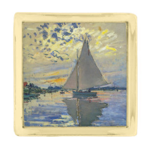 Claude Monet - Sailboat at Le Petit-Gennevilliers Gold Finish Lapel Pin