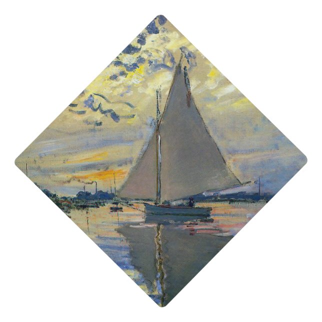 Claude Monet - Sailboat at Le Petit-Gennevilliers Graduation Cap Topper (Front)