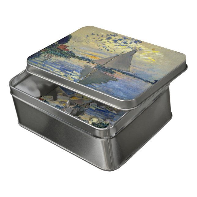 Claude Monet - Sailboat at Le Petit-Gennevilliers Jigsaw Puzzle (Lid Open)