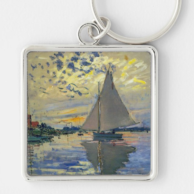 Claude Monet - Sailboat at Le Petit-Gennevilliers Keychain (Front)