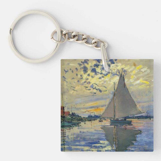 Claude Monet - Sailboat at Le Petit-Gennevilliers Keychain (Front)