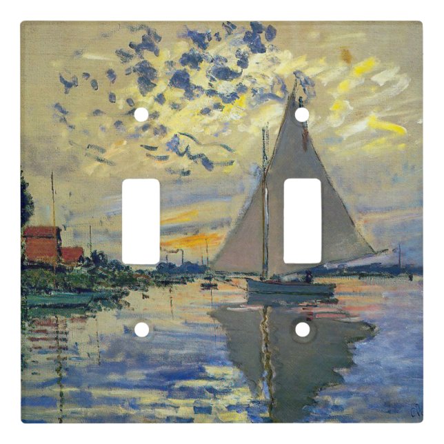 Claude Monet - Sailboat at Le Petit-Gennevilliers Light Switch Cover (Front)