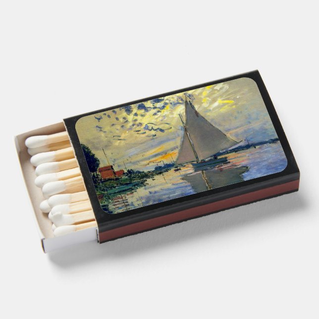 Claude Monet - Sailboat at Le Petit-Gennevilliers Matchboxes (Front Open)