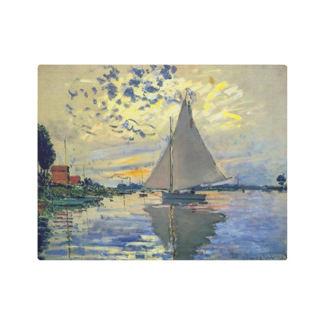 Claude Monet - Sailboat at Le Petit-Gennevilliers Metal Print (Front)