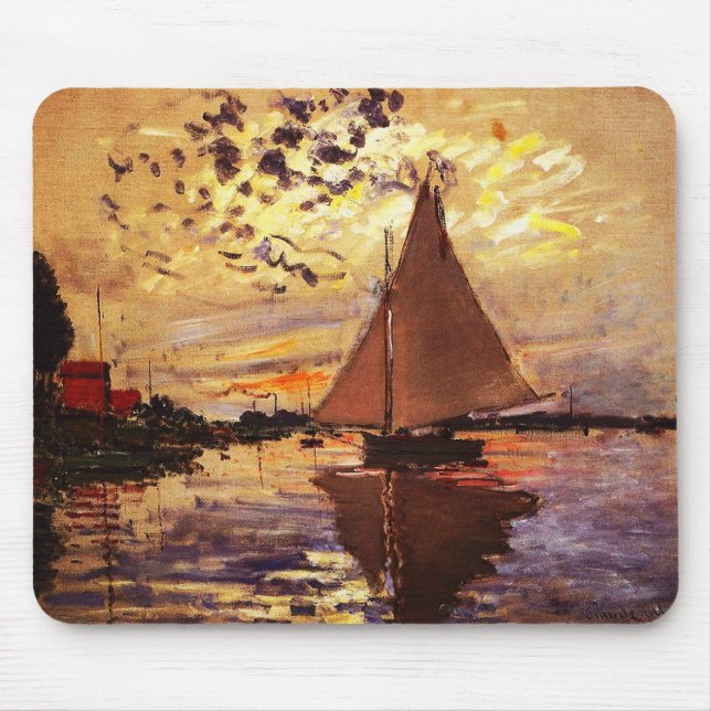 Claude Monet-Sailboat at Le Petit-Gennevilliers Mouse Pad (Front)
