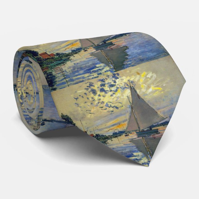 Claude Monet - Sailboat at Le Petit-Gennevilliers Neck Tie (Rolled)