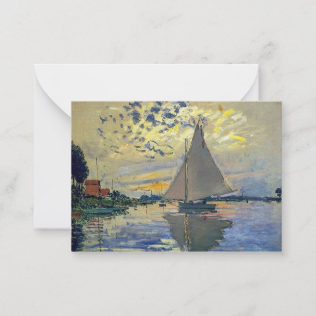Claude Monet - Sailboat at Le Petit-Gennevilliers Note Card (Front)